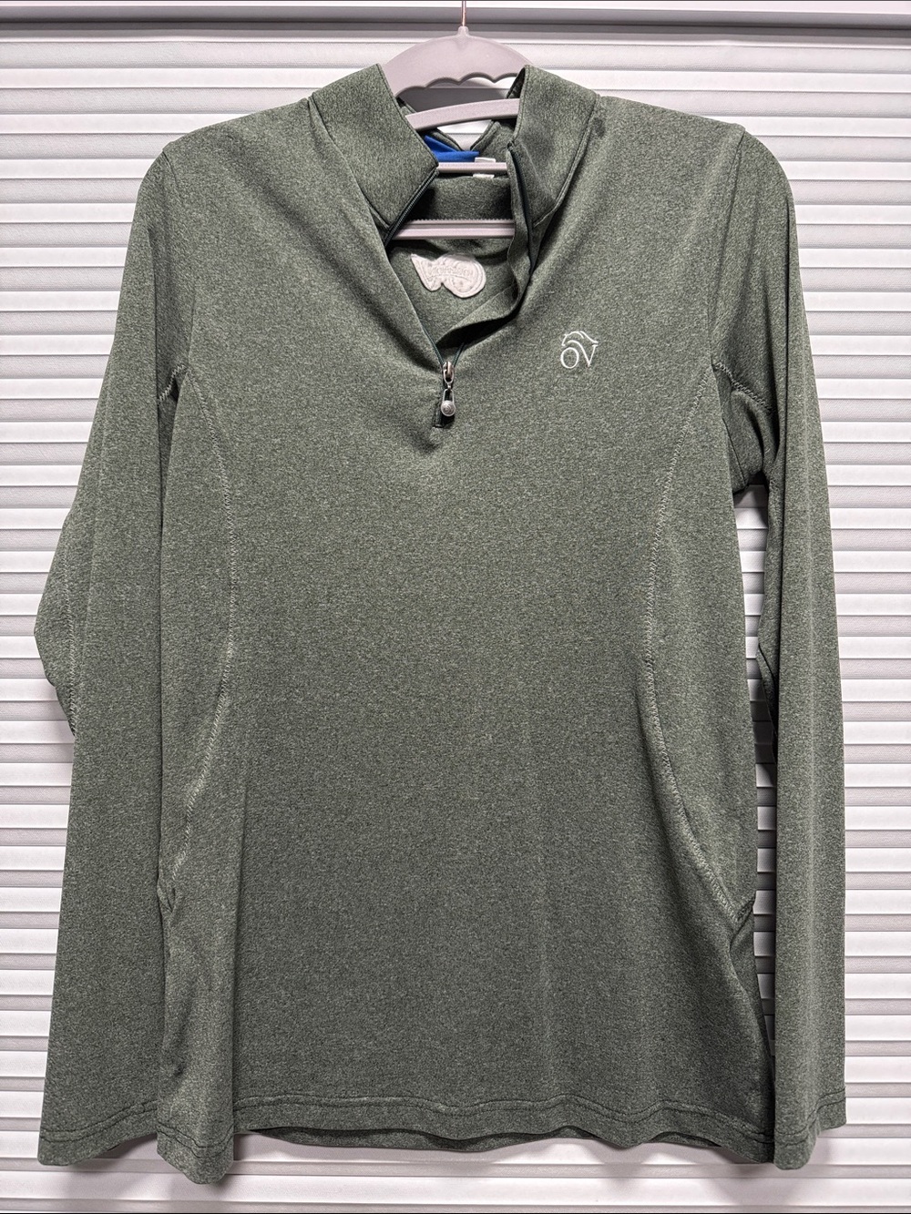 Women's Olive Green Quarter-Zip Long Sleeve Performance Tee